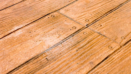 Close-up of a stamped concrete finish