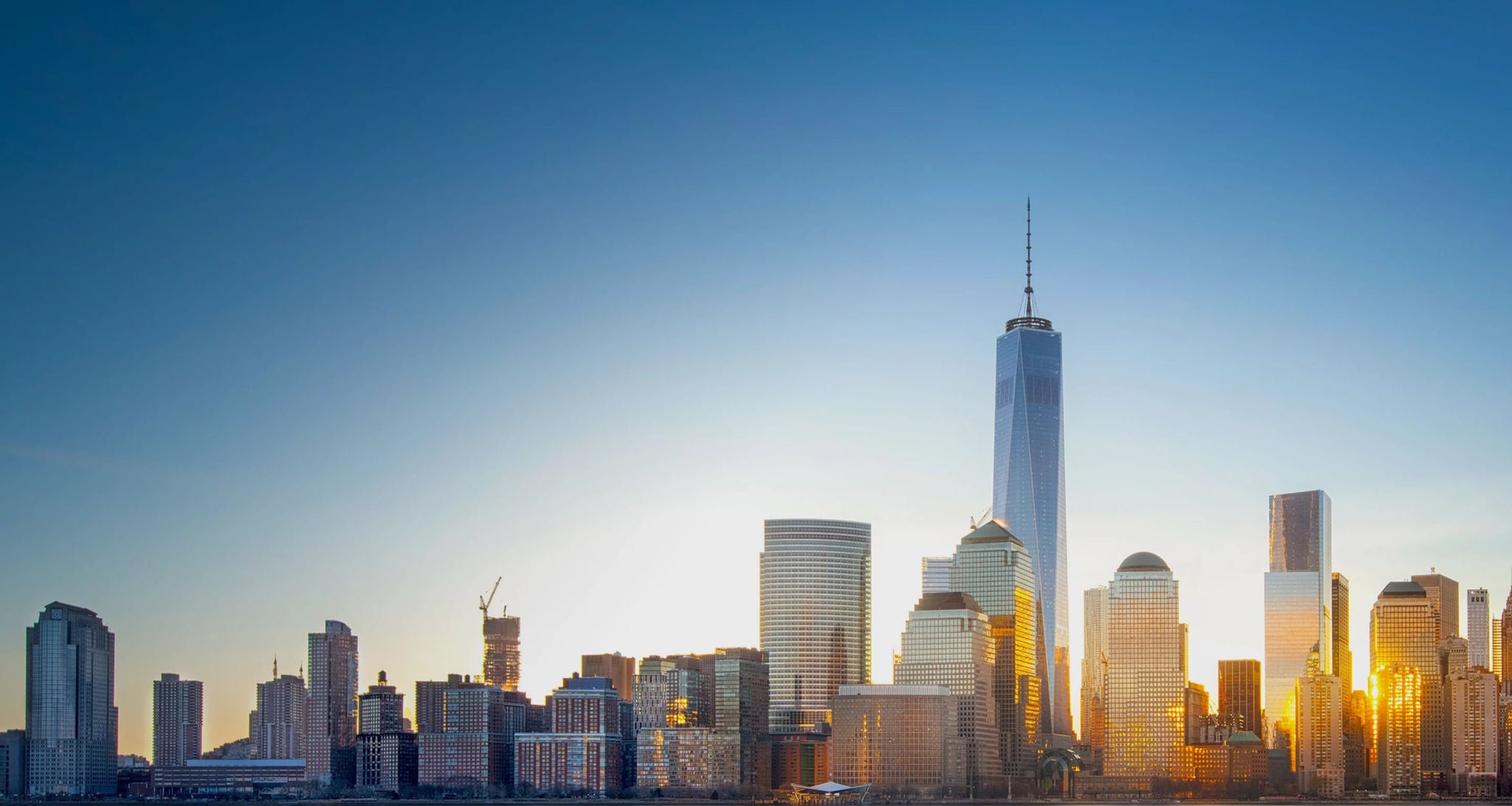 The skyline of New York City with several skyscrapers