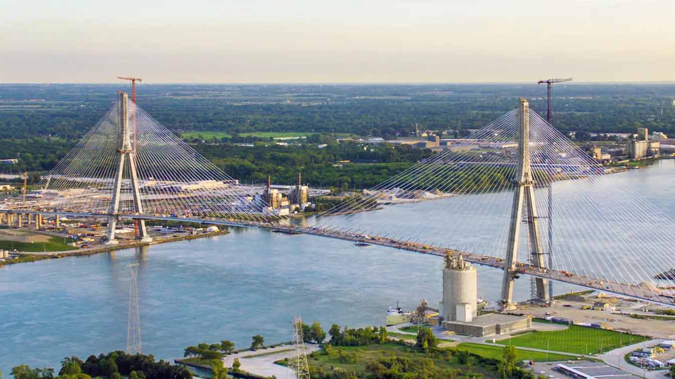The Gordie Howe International Bridge spanning a river