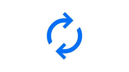 An icon of two arrows depicting a cyclical process