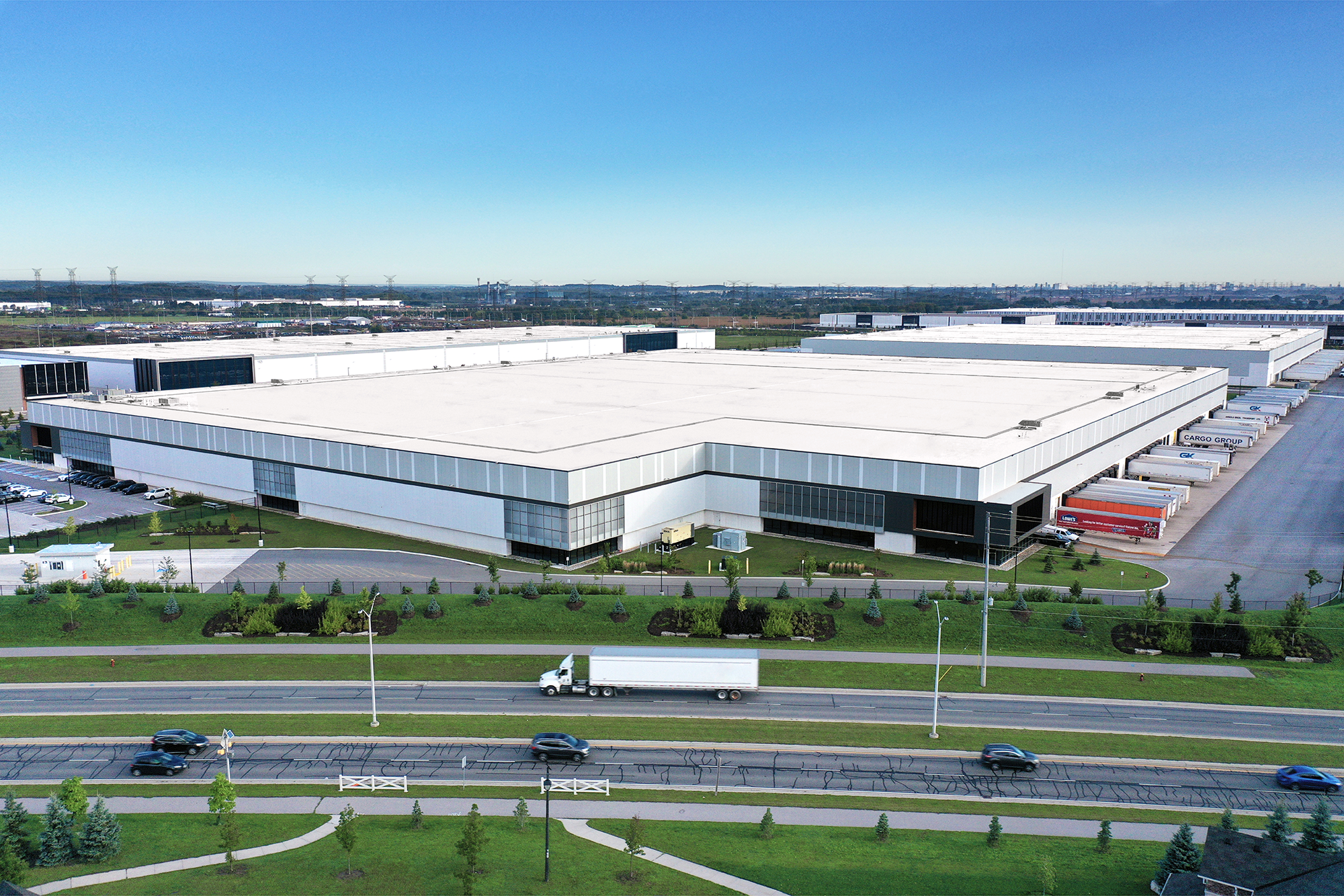 Data center with road in front of it