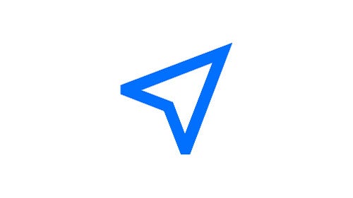 Icon of a computer mouse arrow with no tail pointing up and to the right