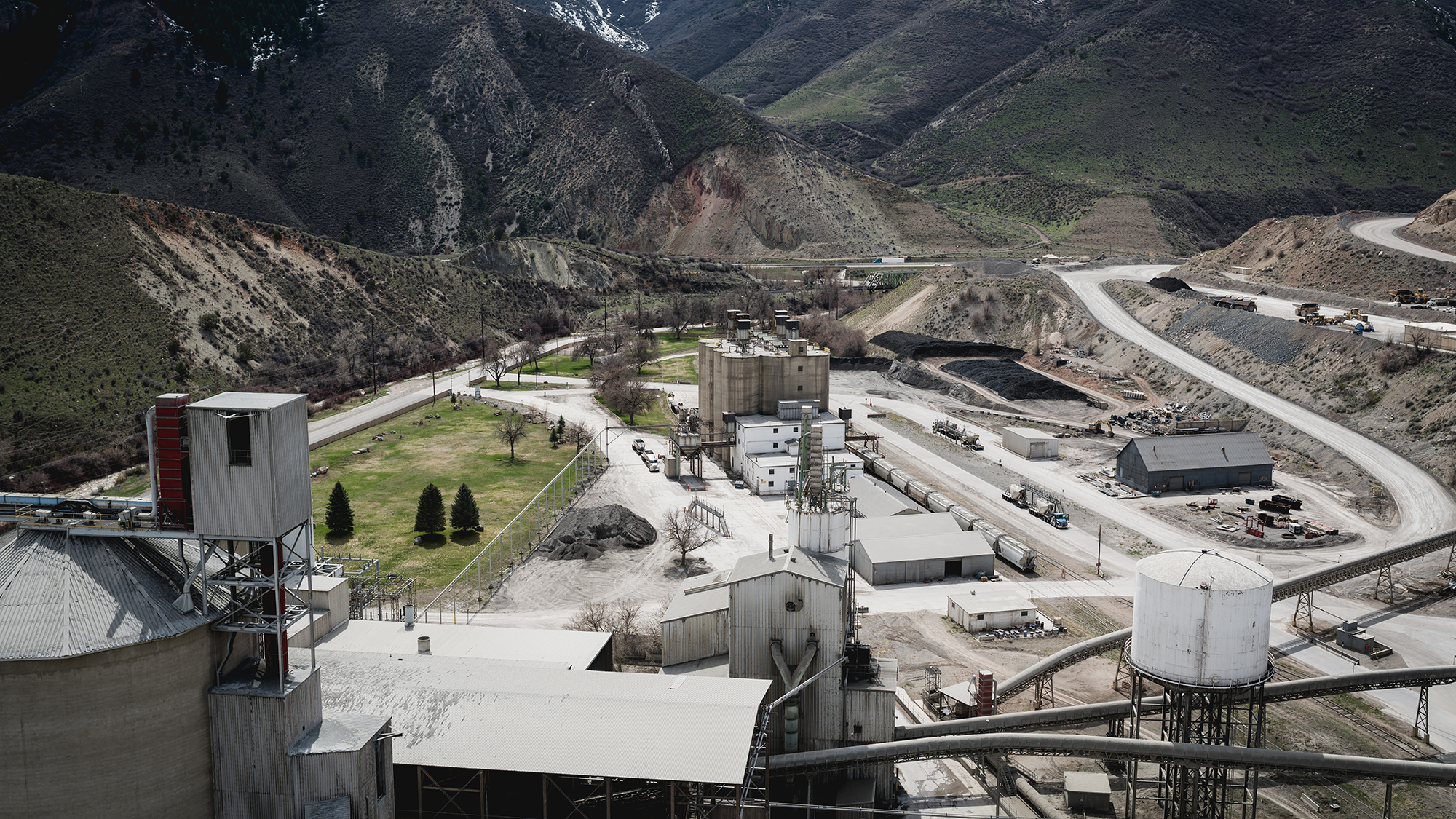 A cement plant in a mountain valley